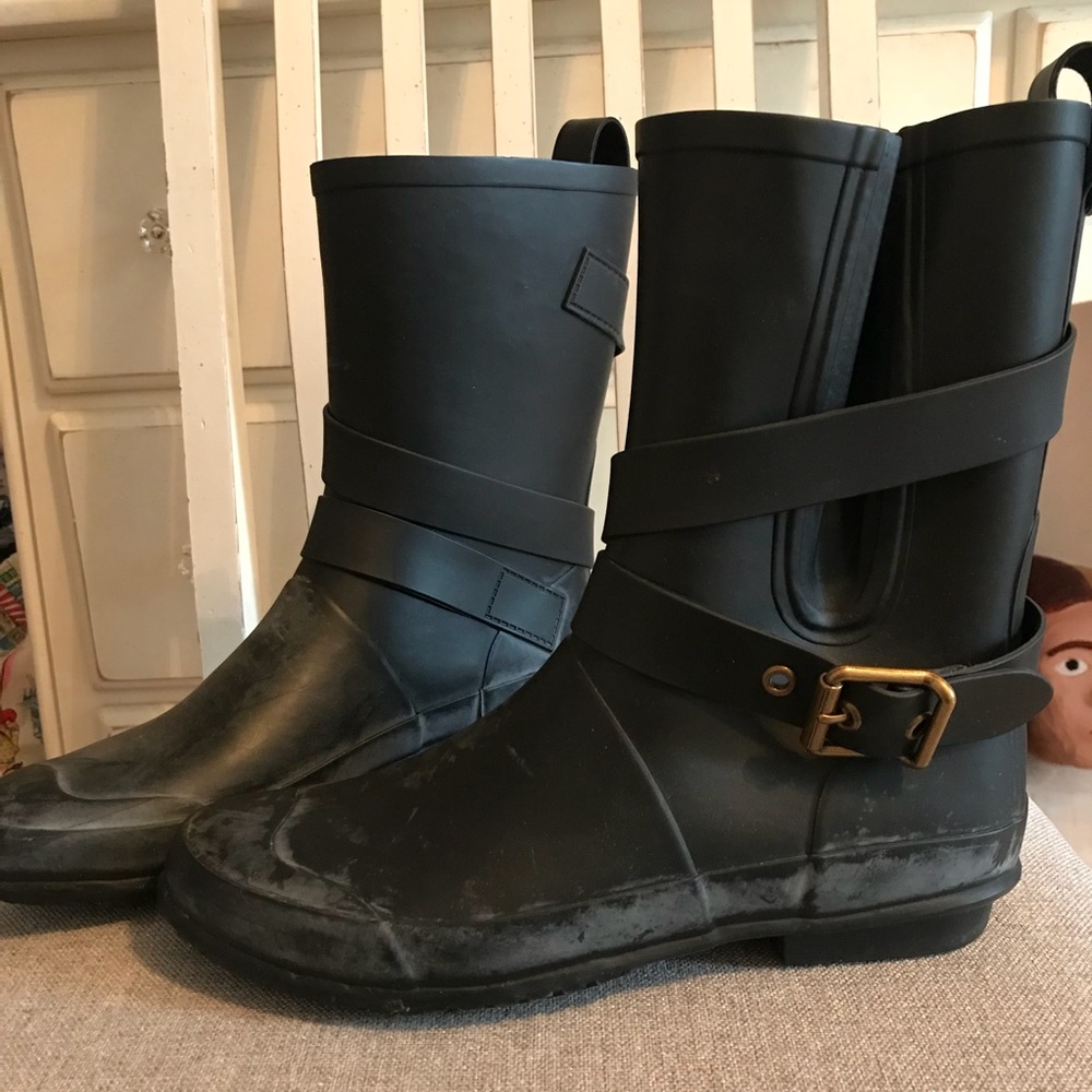 Burberry Black/Grey Rain Boots - Picture 2 of 7